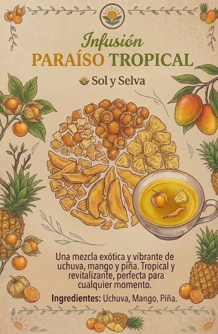 Afiche de la Infusión Paraíso Tropical de Sol y Selva
